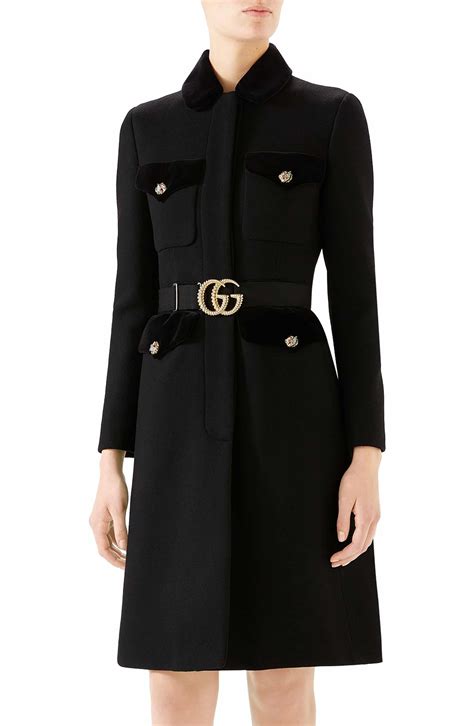 gucci wool military coat women|Gucci women's pea coat.